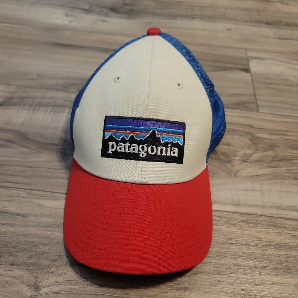 Patagonia White Blue Red Logo Baseball Cap Adjustable Trucker Hat Outdoor Gear